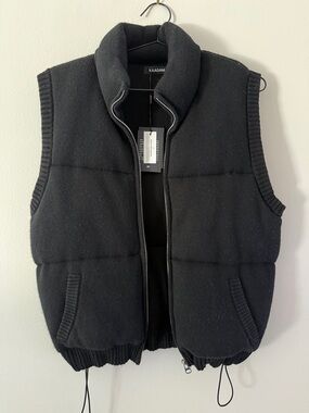 NAADAM Black Quilted Wool-Blend Puffer Vest